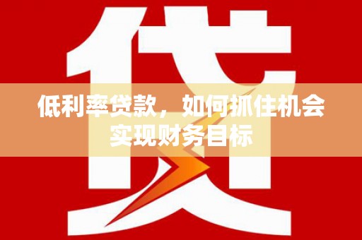 苍梧低利率贷款，如何抓住机会实现财务目标