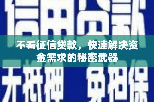 苍梧不看征信贷款，快速解决资金需求的秘密武器