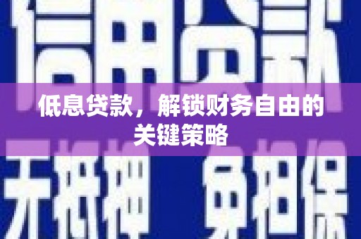 苍梧低息贷款，解锁财务自由的关键策略