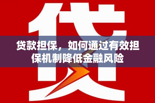 苍梧贷款担保，如何通过有效担保机制降低金融风险