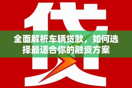 苍梧全面解析车辆贷款，如何选择最适合你的融资方案